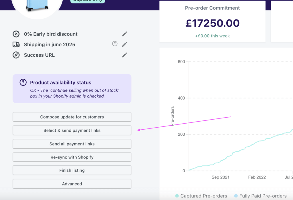 Selecting the segmented payment links screen