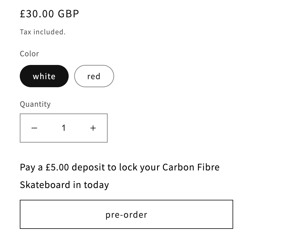 deposit-based pre-order button