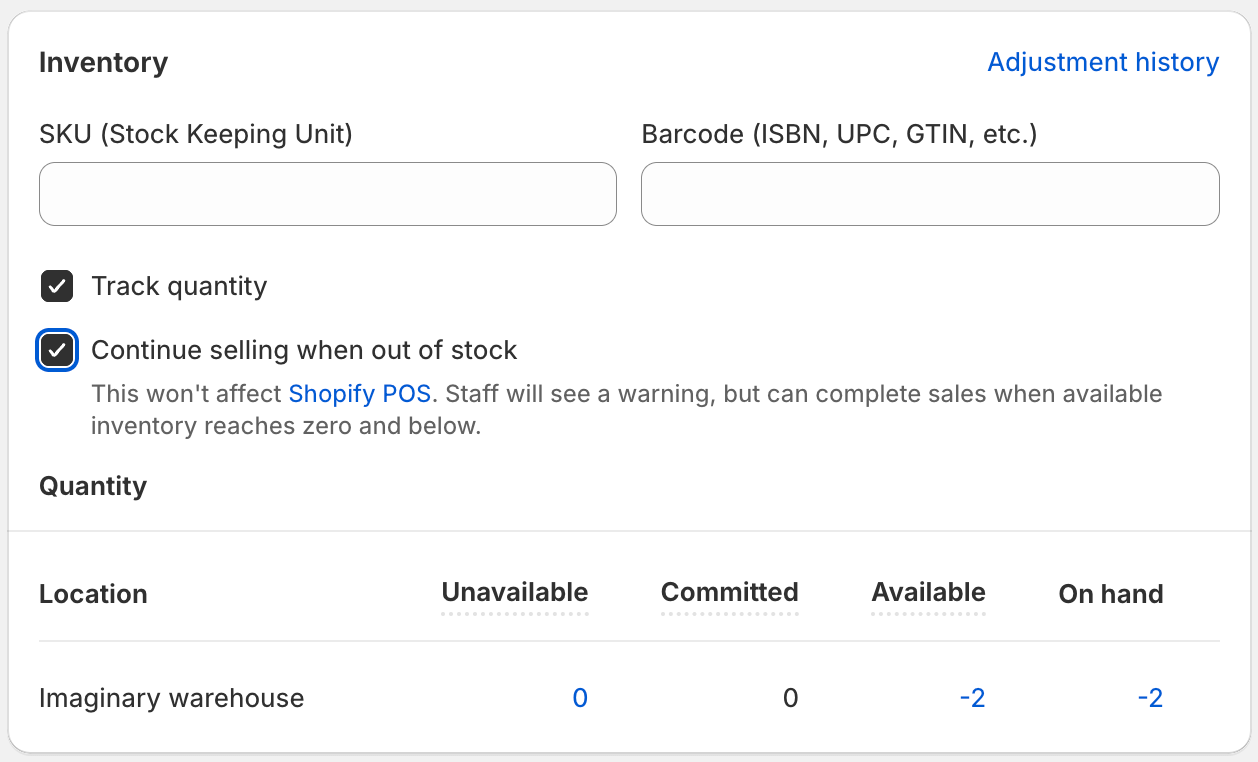 Shopify continue selling box