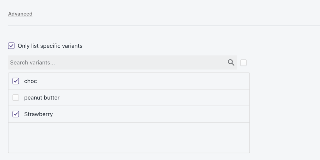 setting specific variants