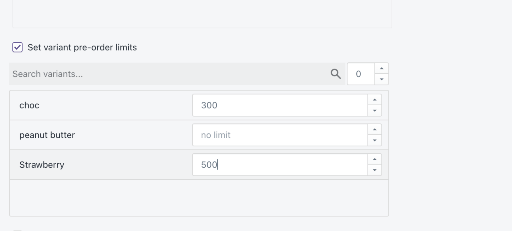 setting variant limits