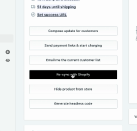 Re-sync with Shopify button