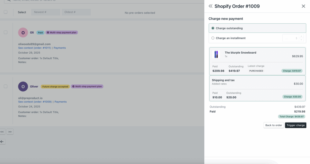 multi-step payments plan drawer
