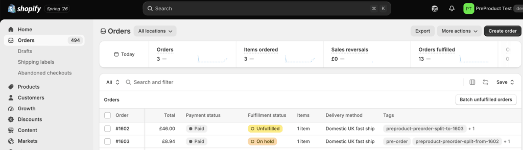 original order + split-out pre-order order