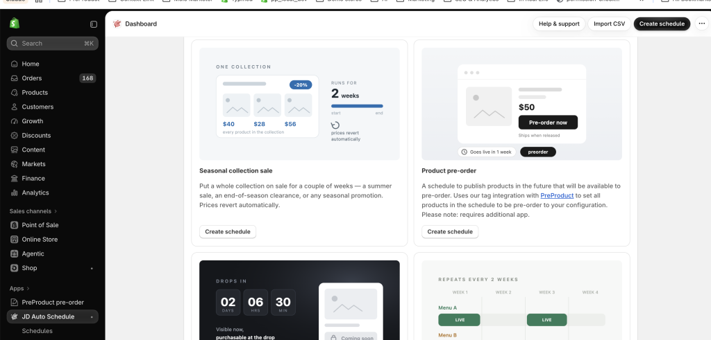 Product pre-order template in JD Auto Schedule